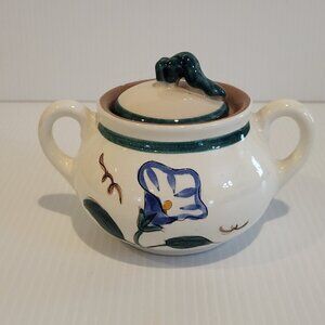 Vintage STANGL Pottery Mid Century Modern SUGAR BOWL Lid Garden Flower Trenton